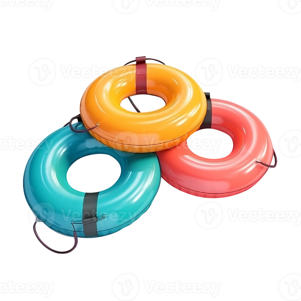 Multi color inflatable floats isolated on transparent background png