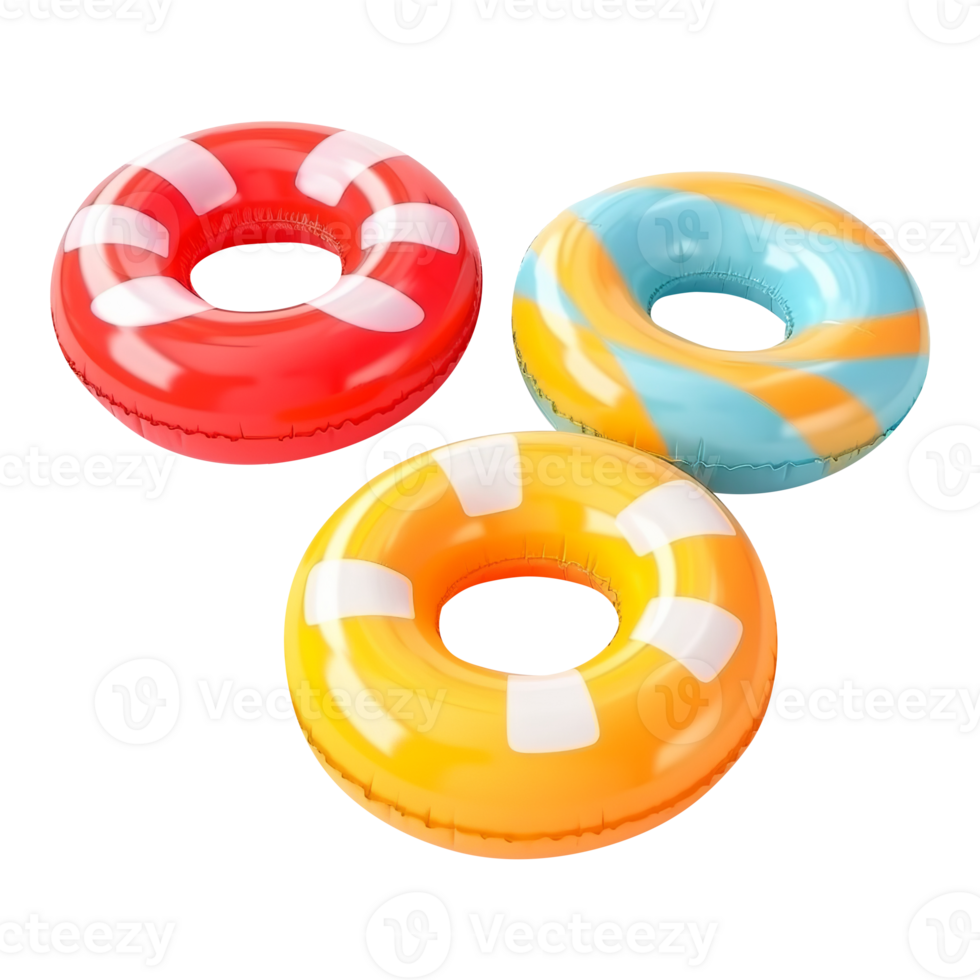 Multi color inflatable floats isolated on transparent background png