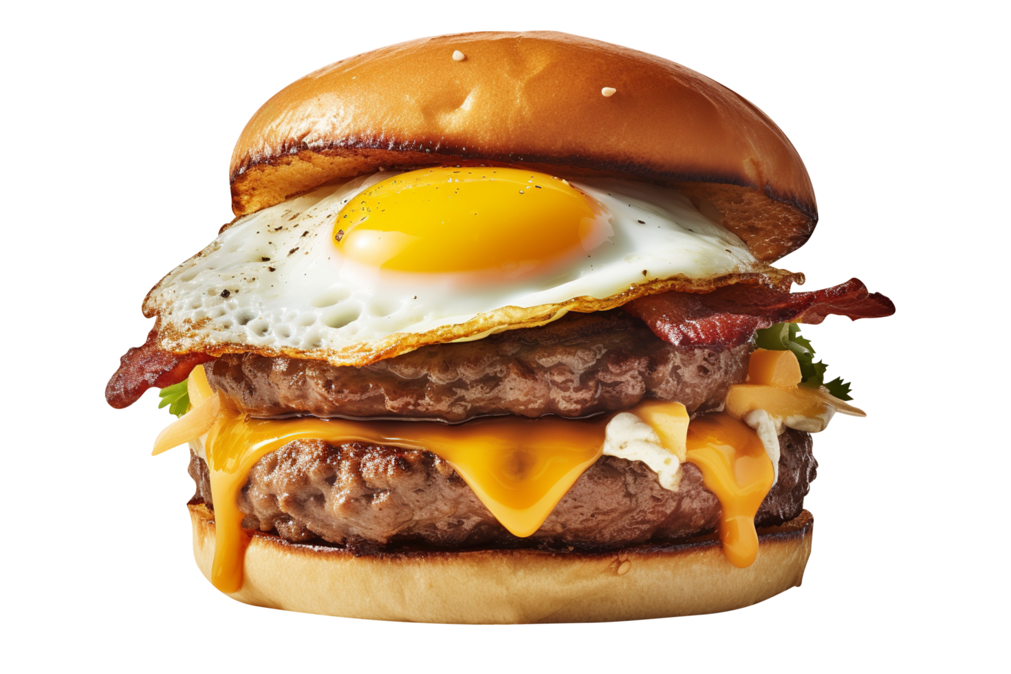 delicioso frito huevo hamburguesa aislado en transparente antecedentes png