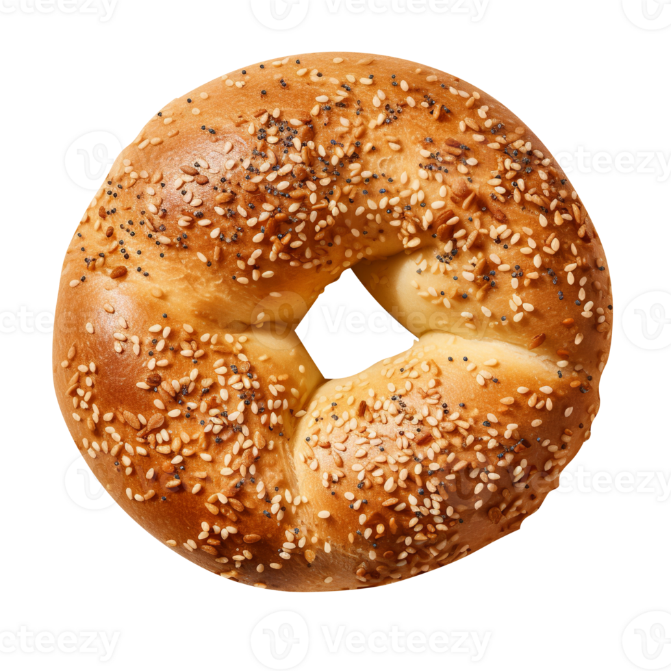 Freshly baked bagel ring bread isolated on transparent background png