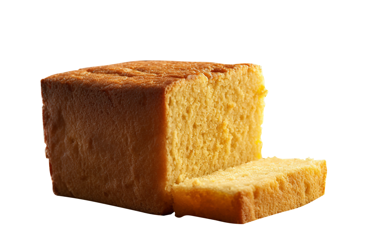 Freshly baked bread loaf with slice isolated on transparent background png