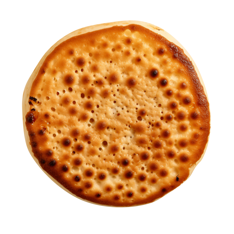 Freshly baked pan bread on png background