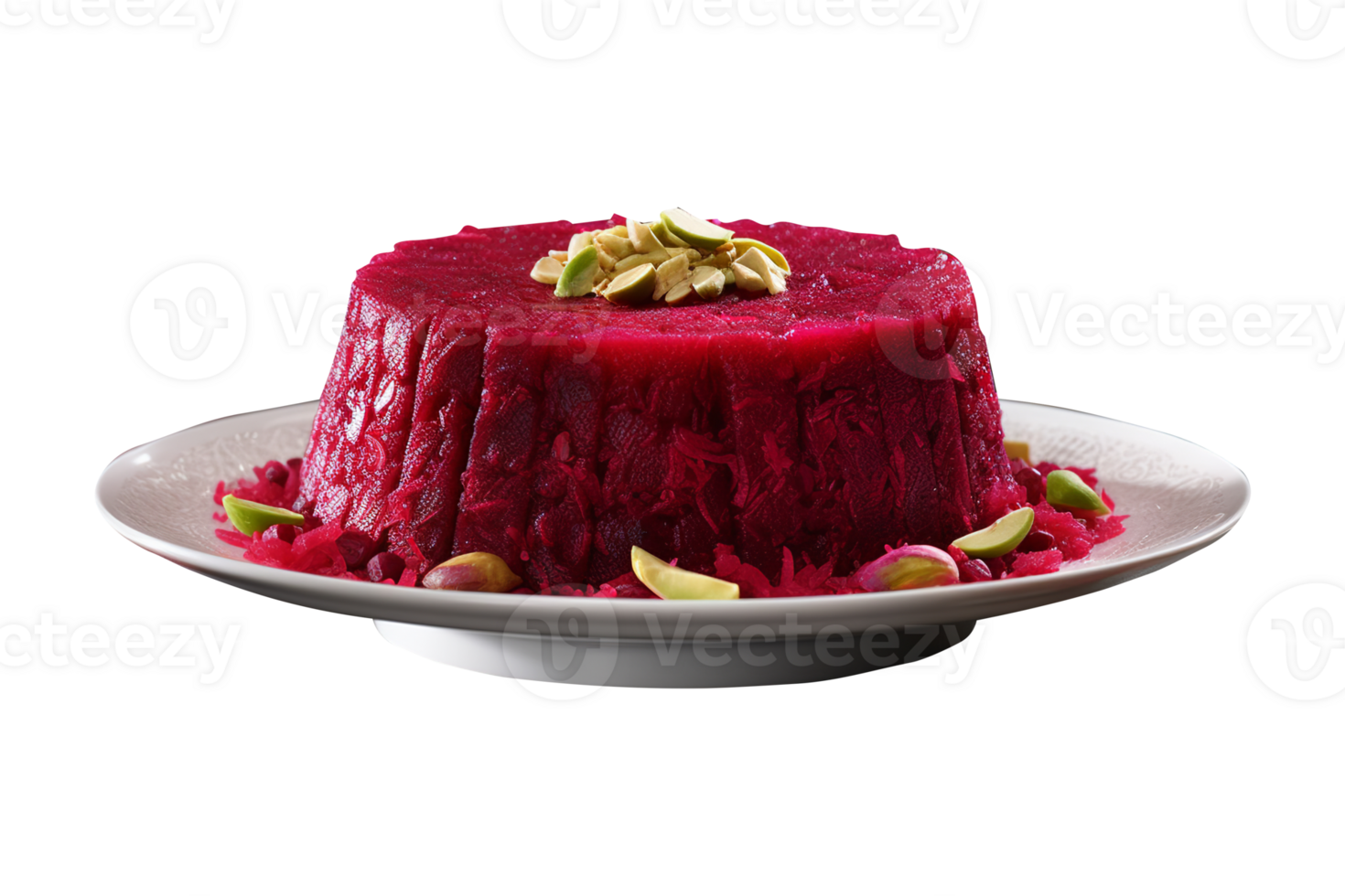 Homemade Beetroot Halwa with Pistachio garnish on transparent background png
