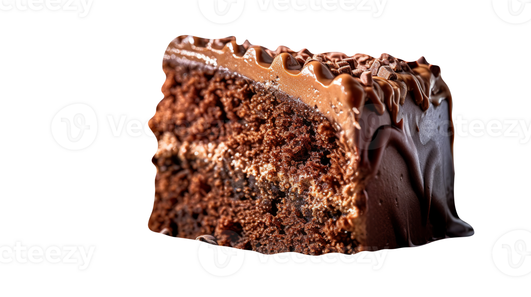 Slice of tasty homemade chocolate cake on transparent background png
