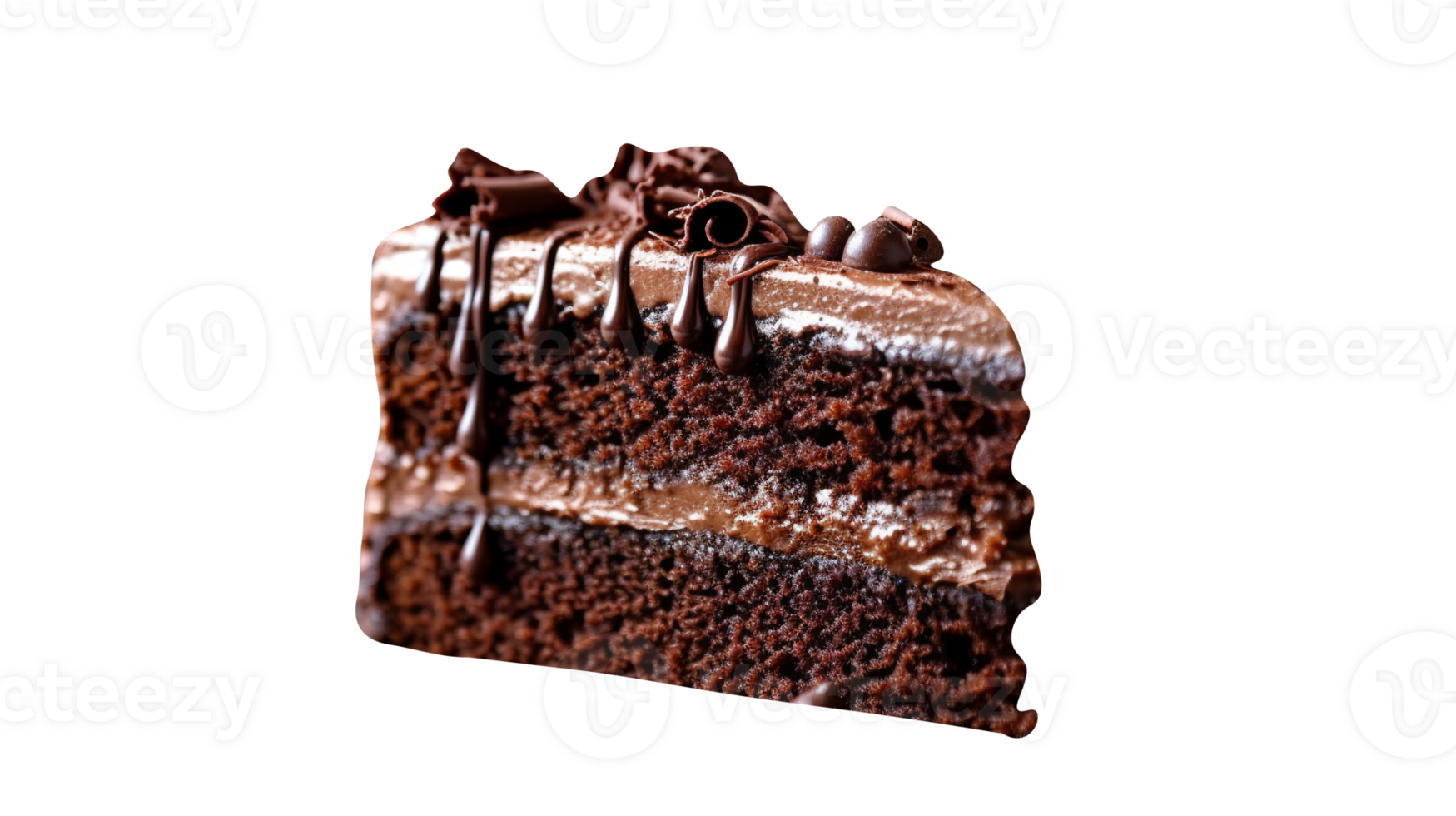 Slice of tasty homemade chocolate cake on transparent background png