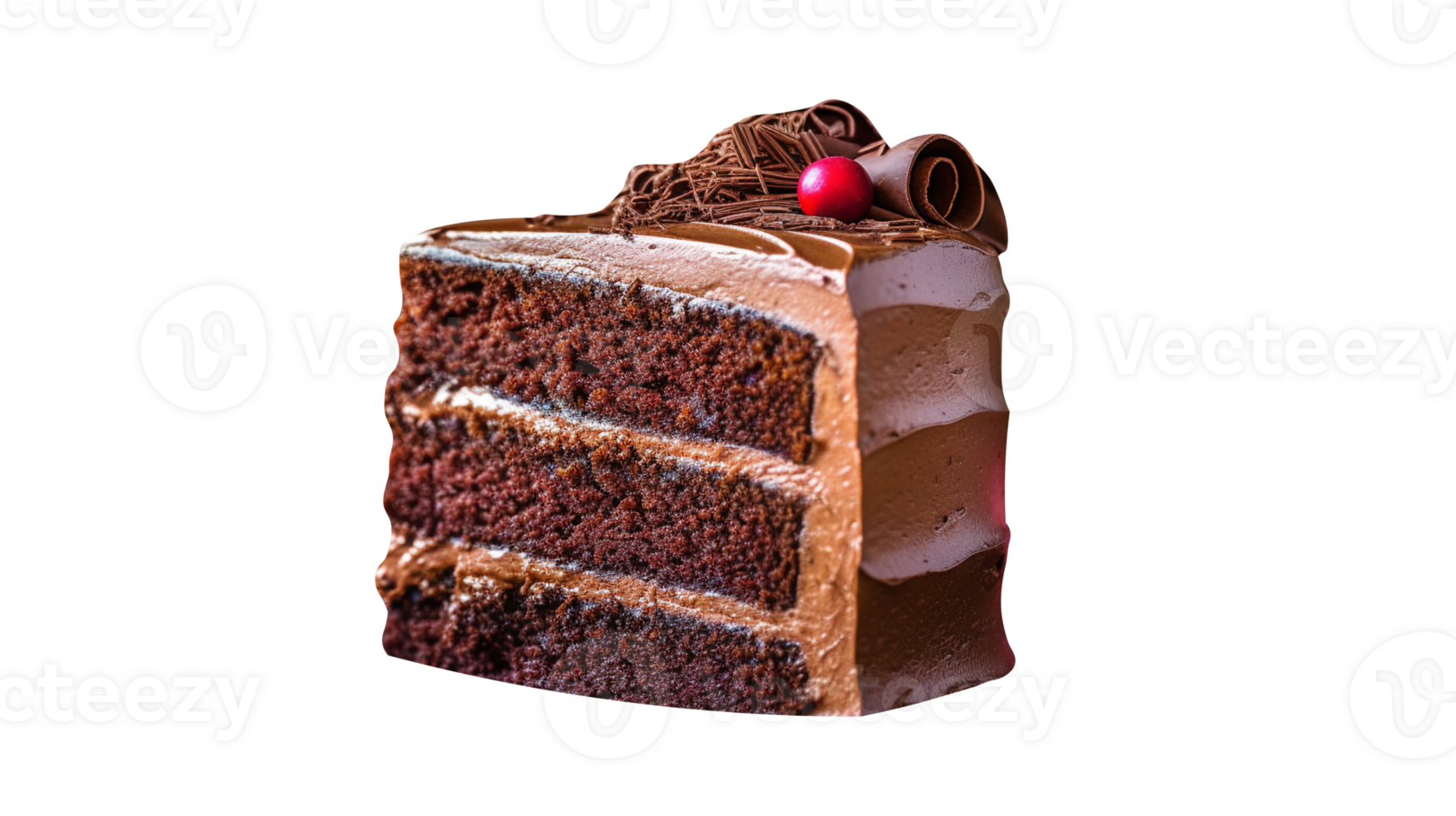 Slice of tasty homemade chocolate cake on transparent background png
