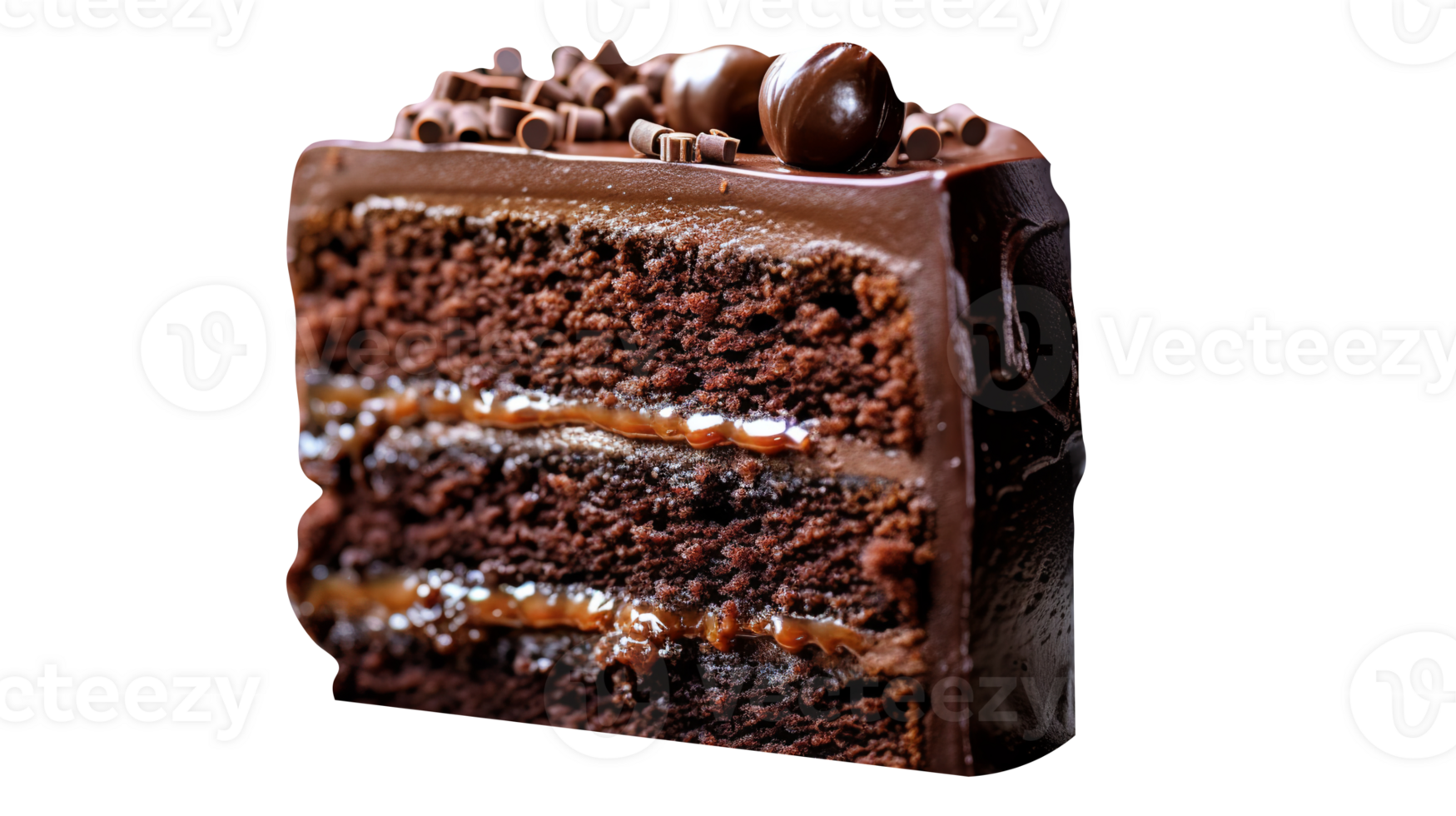 Slice of tasty homemade chocolate cake on transparent background png