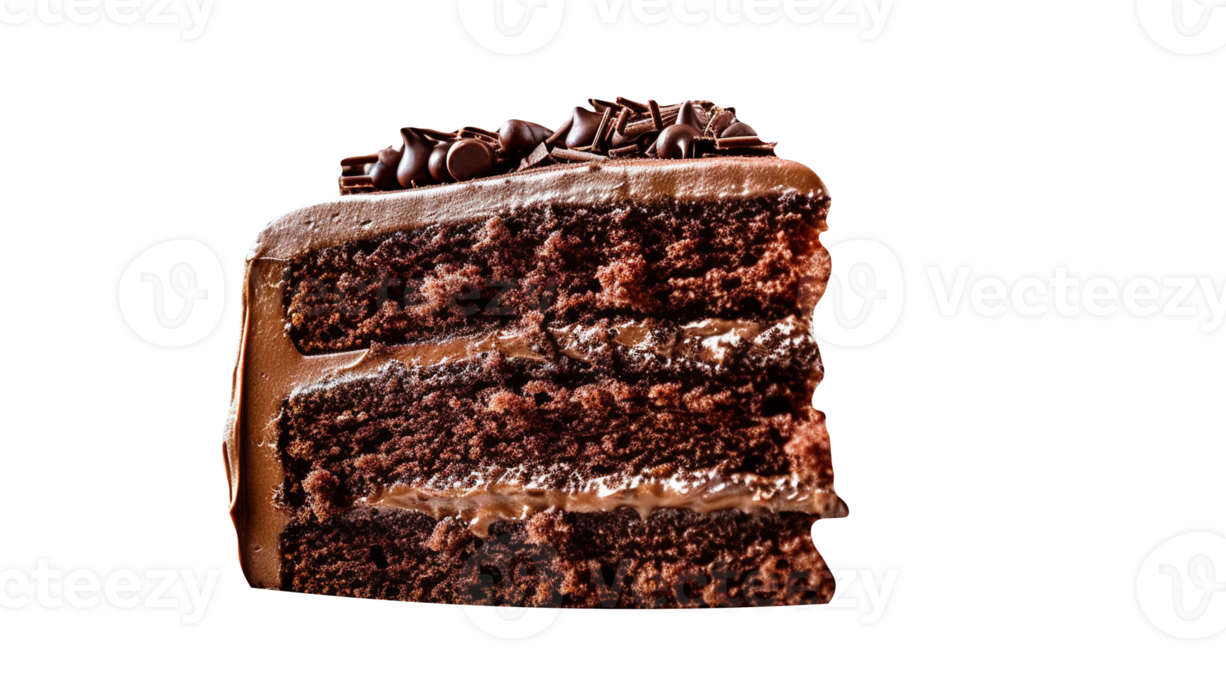 Slice of tasty homemade chocolate cake on transparent background png
