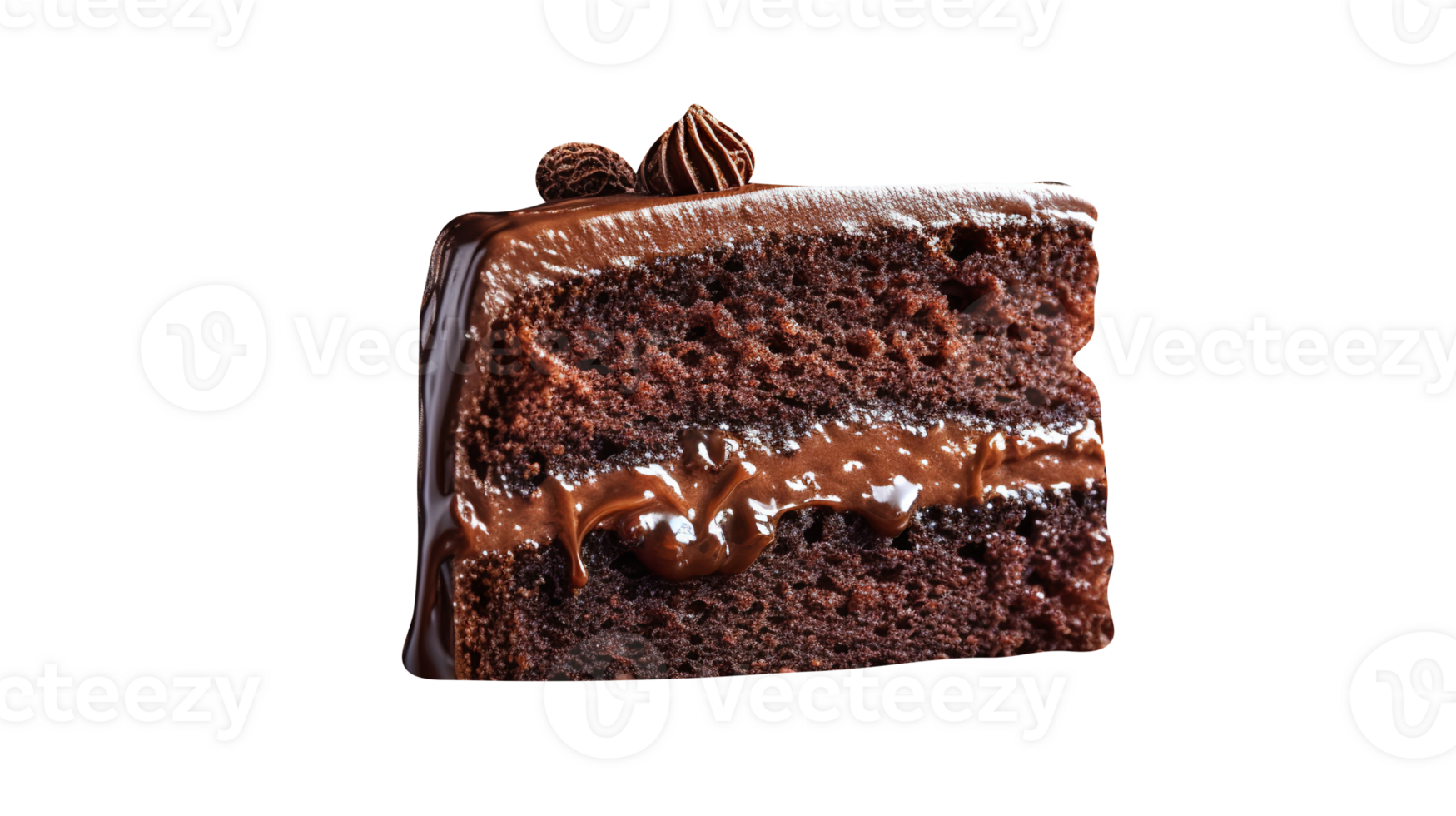 Slice of tasty homemade chocolate cake on transparent background png