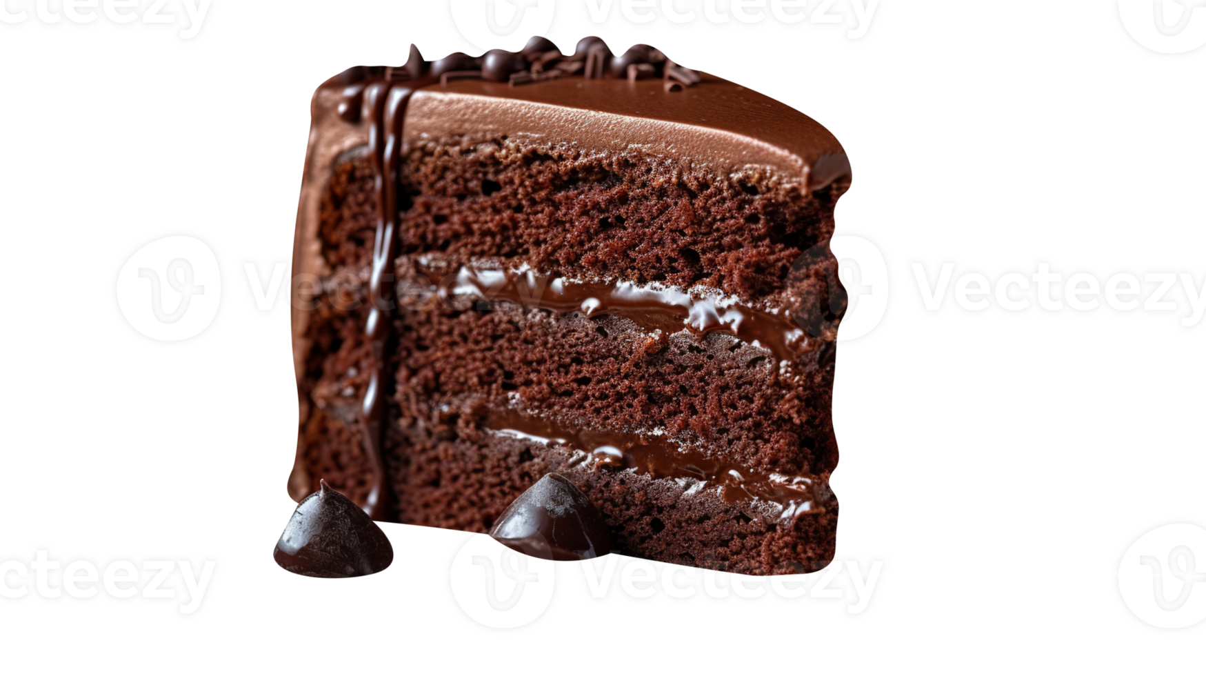 Slice of tasty homemade chocolate cake on transparent background png