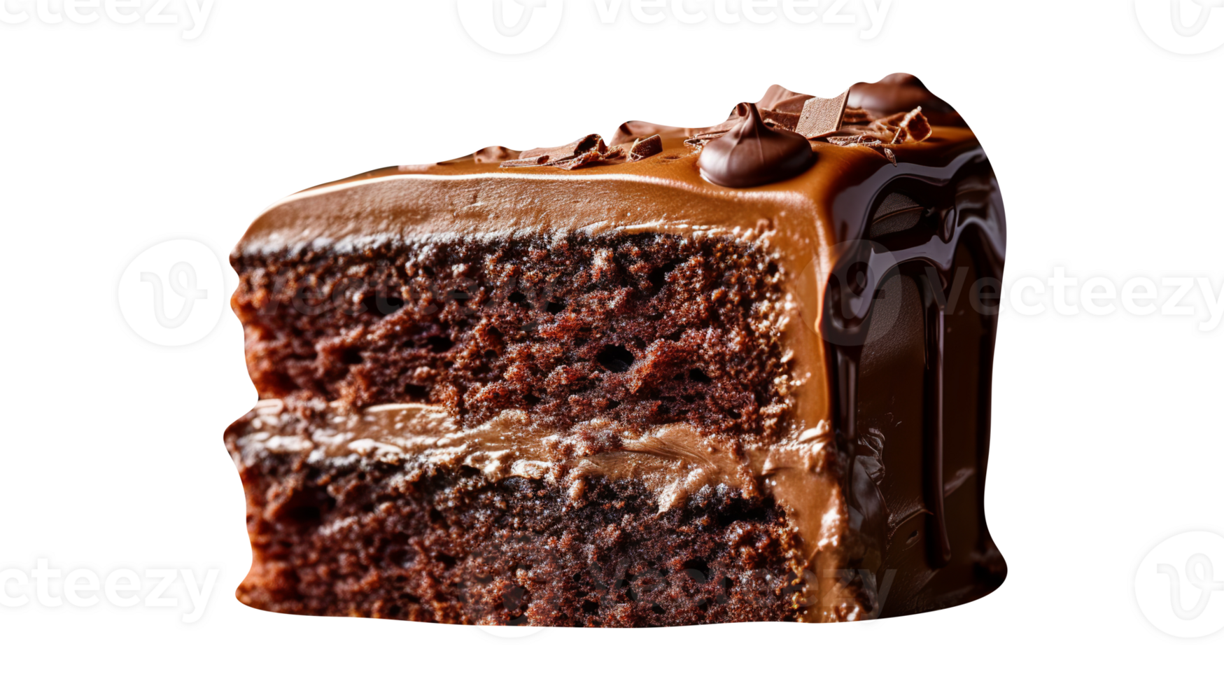 Slice of tasty homemade chocolate cake on transparent background png