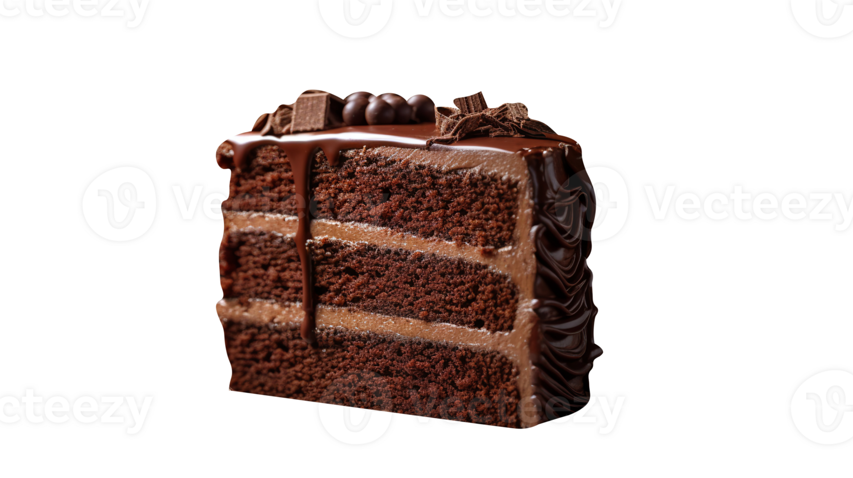 Slice of tasty homemade chocolate cake on transparent background png