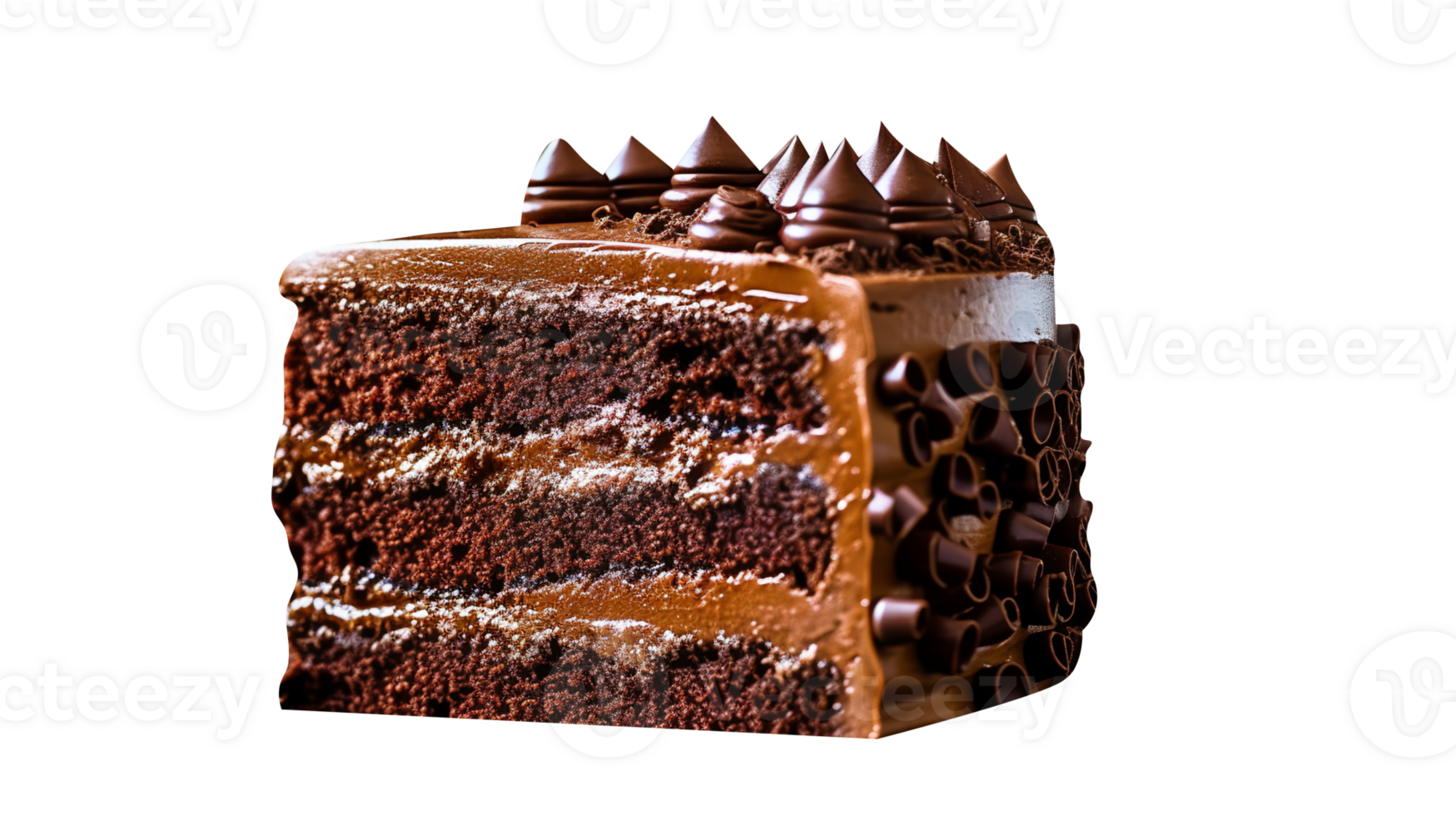 Slice of tasty homemade chocolate cake on transparent background png