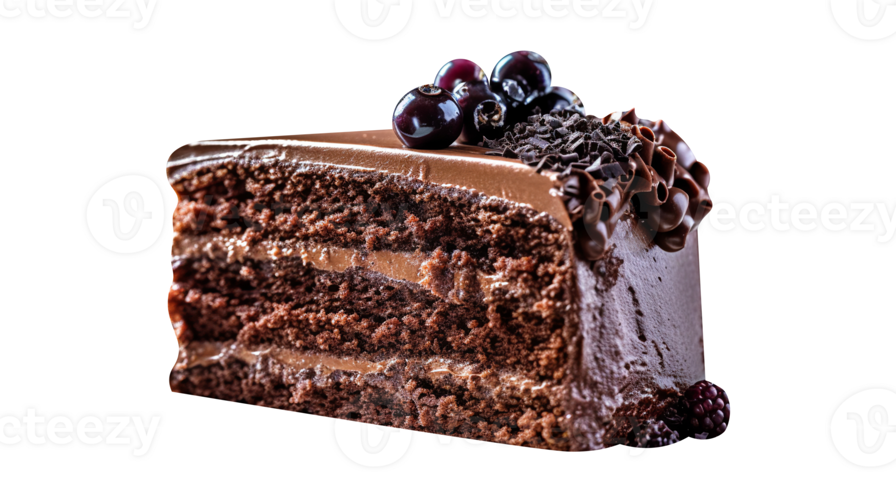 Slice of tasty homemade chocolate cake on transparent background png