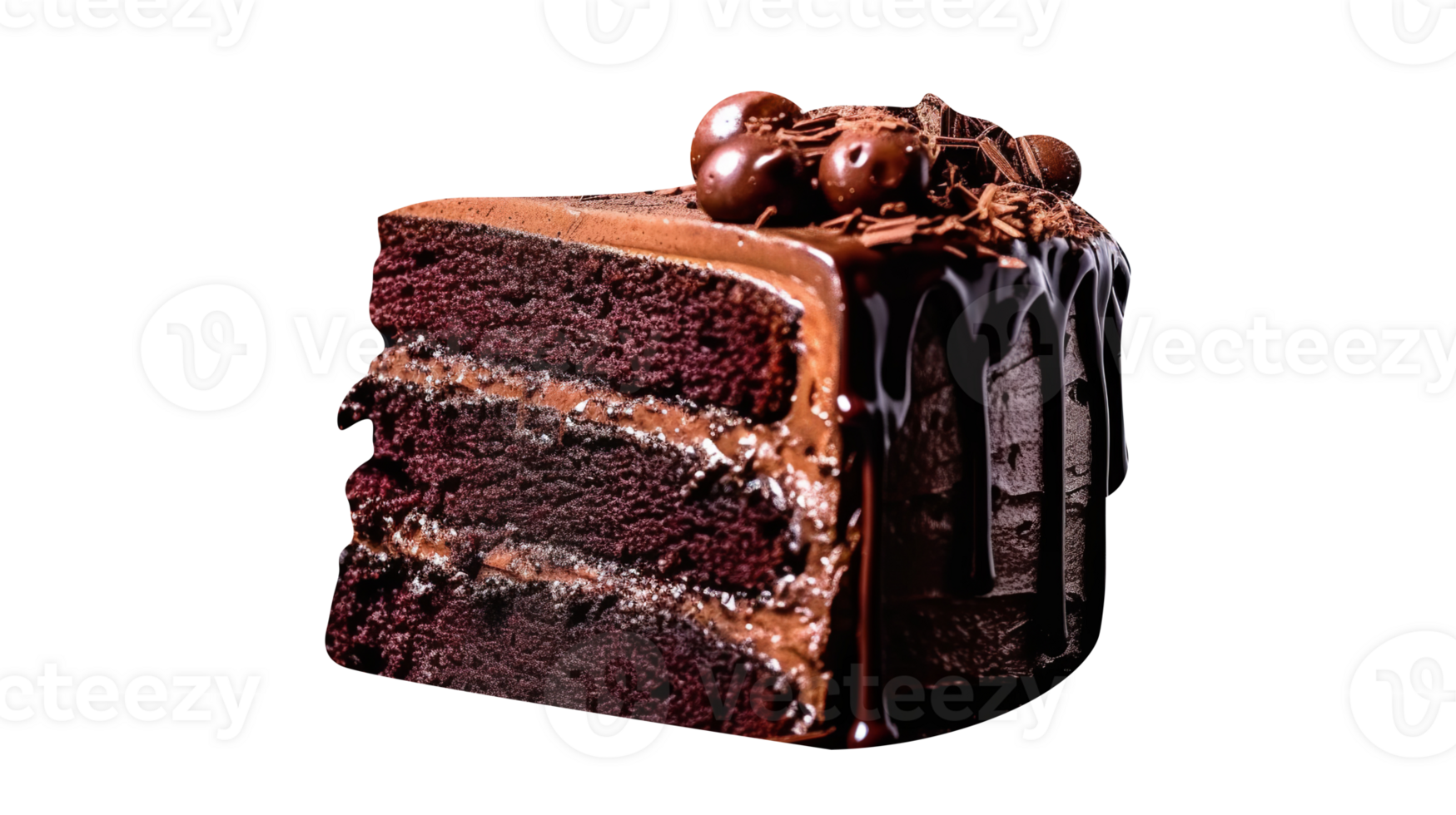 Slice of tasty homemade chocolate cake on transparent background png