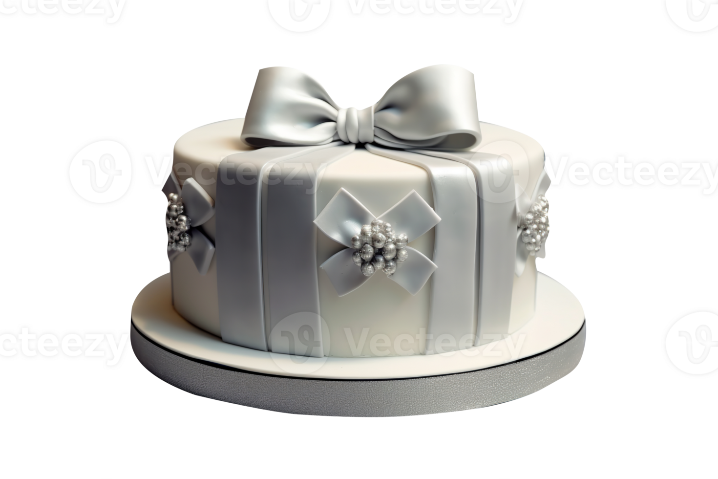 Decorated fondant cake isolated on transparent background png