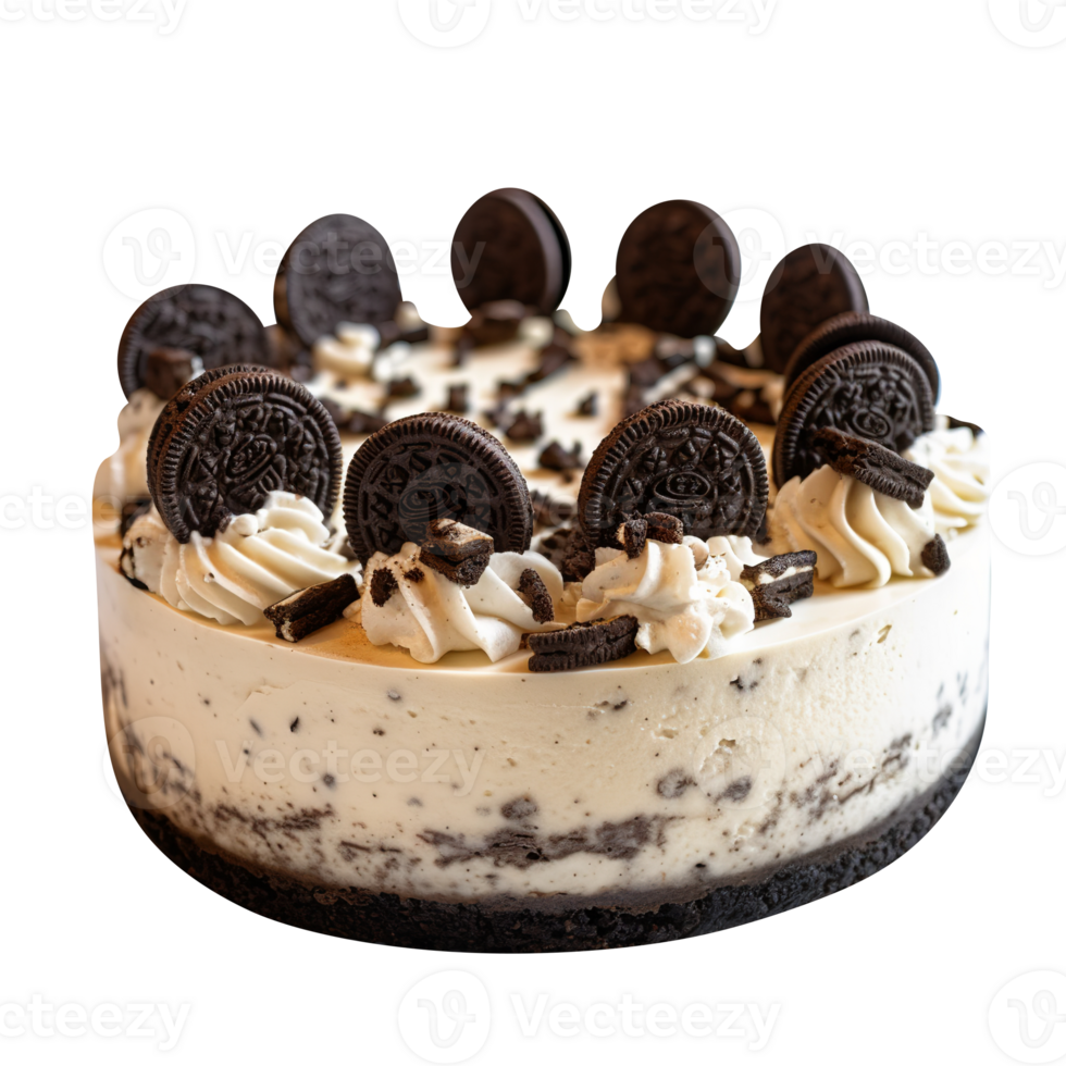 Freshly baked cookies and cream cheesecake isolated on transparent background png