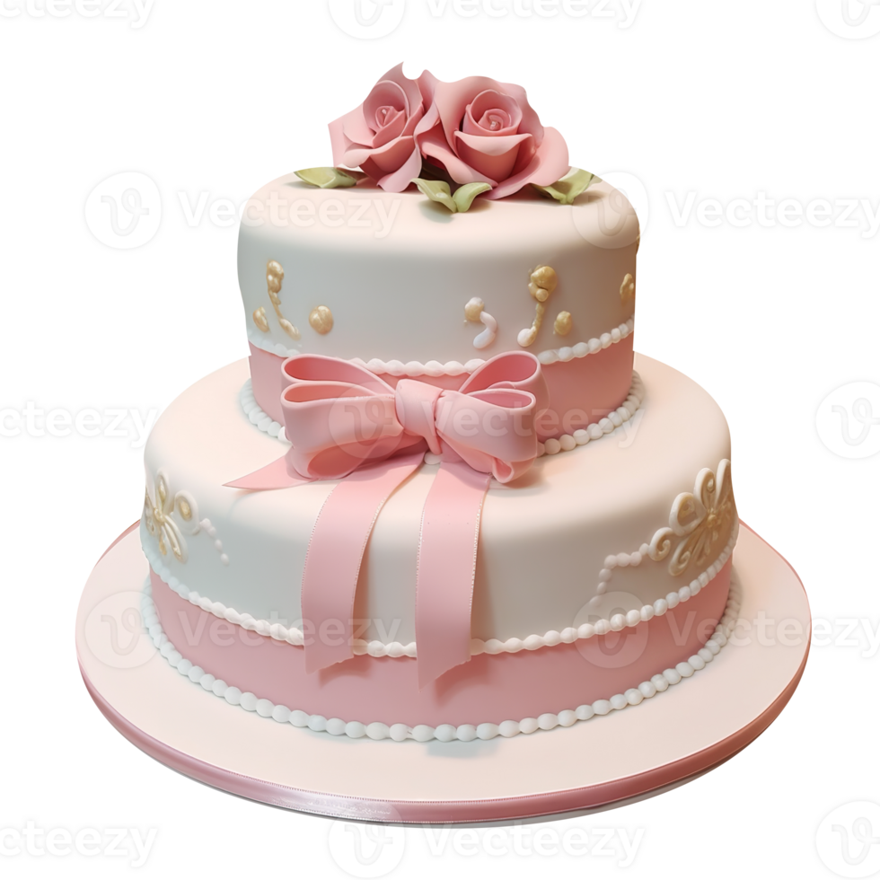 Decorated fondant cake isolated on transparent background png