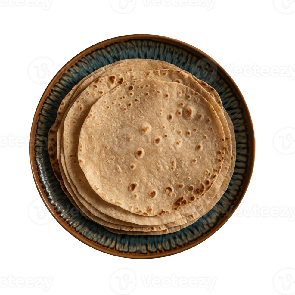 Stack of fresh flat breads isolated on transparent background png