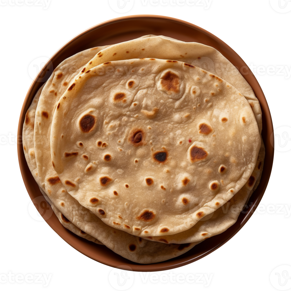 Flat bread stack isolated on transparent background png