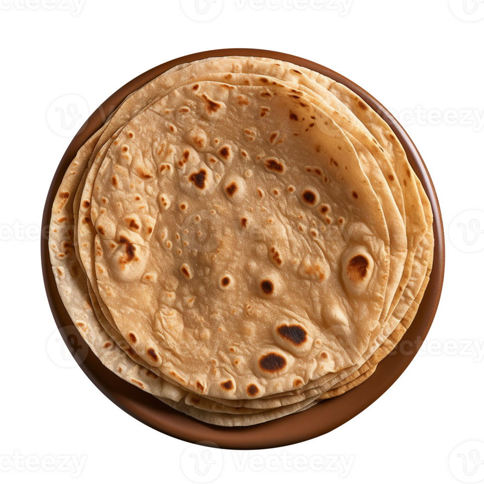 Stack of fresh flat breads isolated on transparent background png