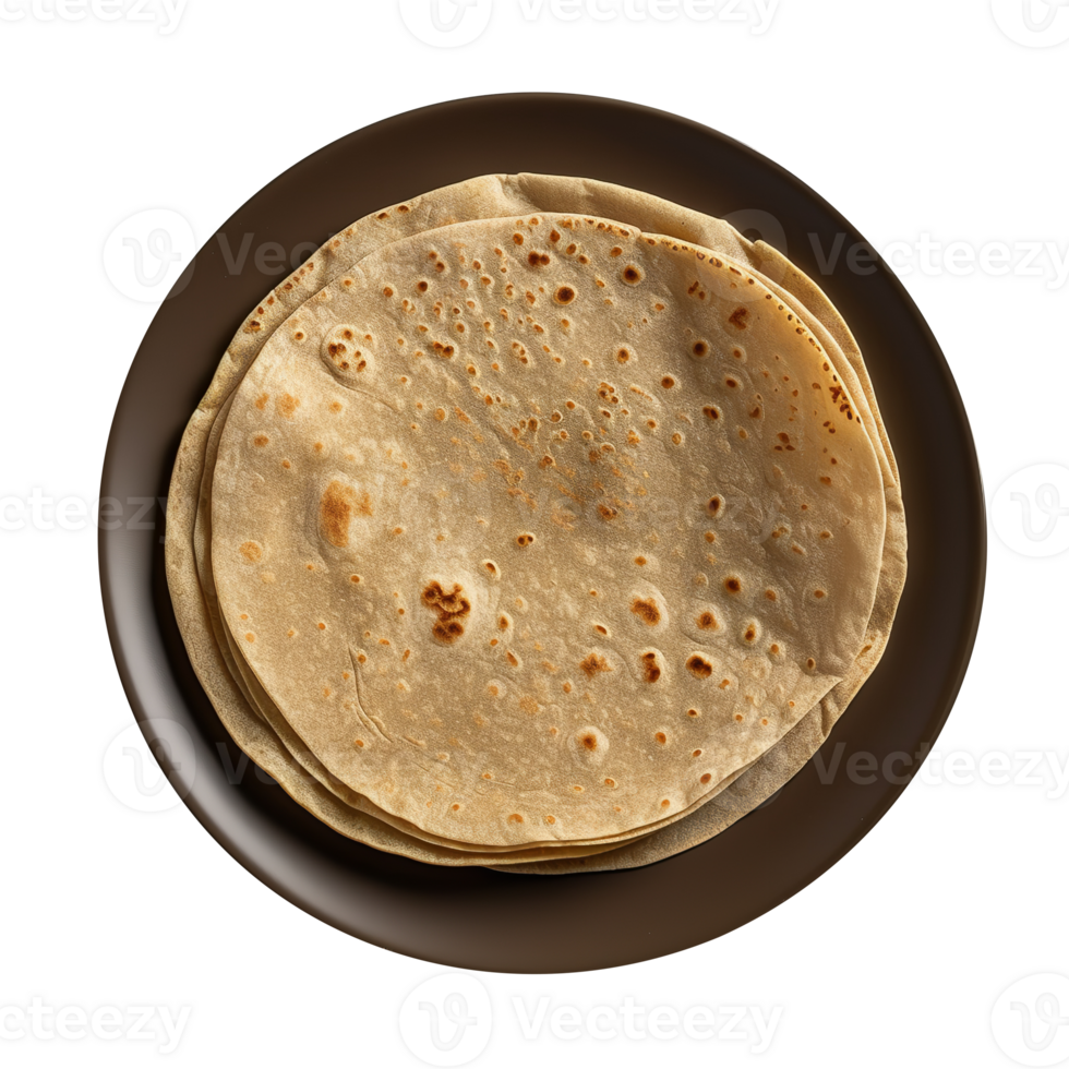 Stack of fresh flat breads isolated on transparent background png