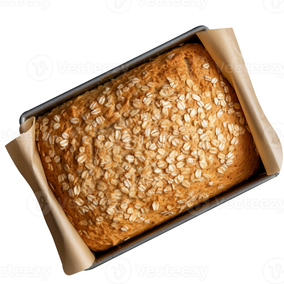 Freshly baked oat meal bread loaf isolated on transparent background png