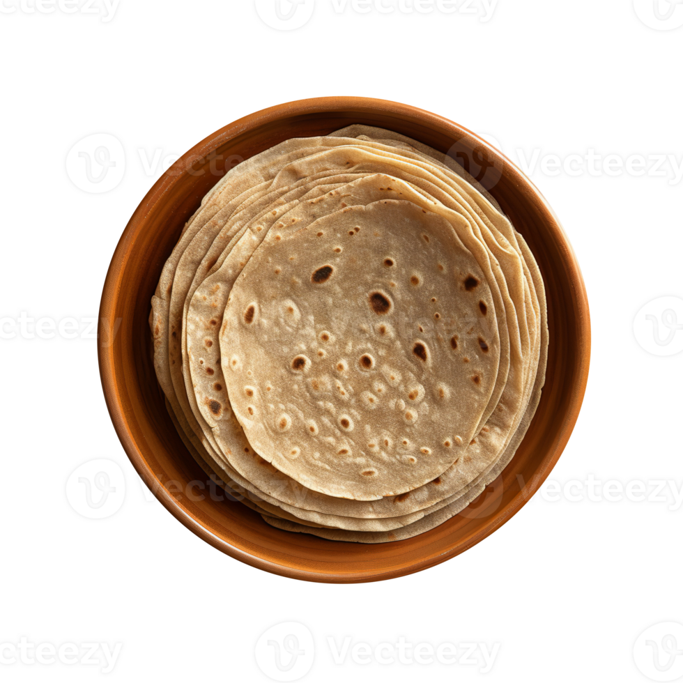 Stack of fresh flat breads isolated on transparent background png