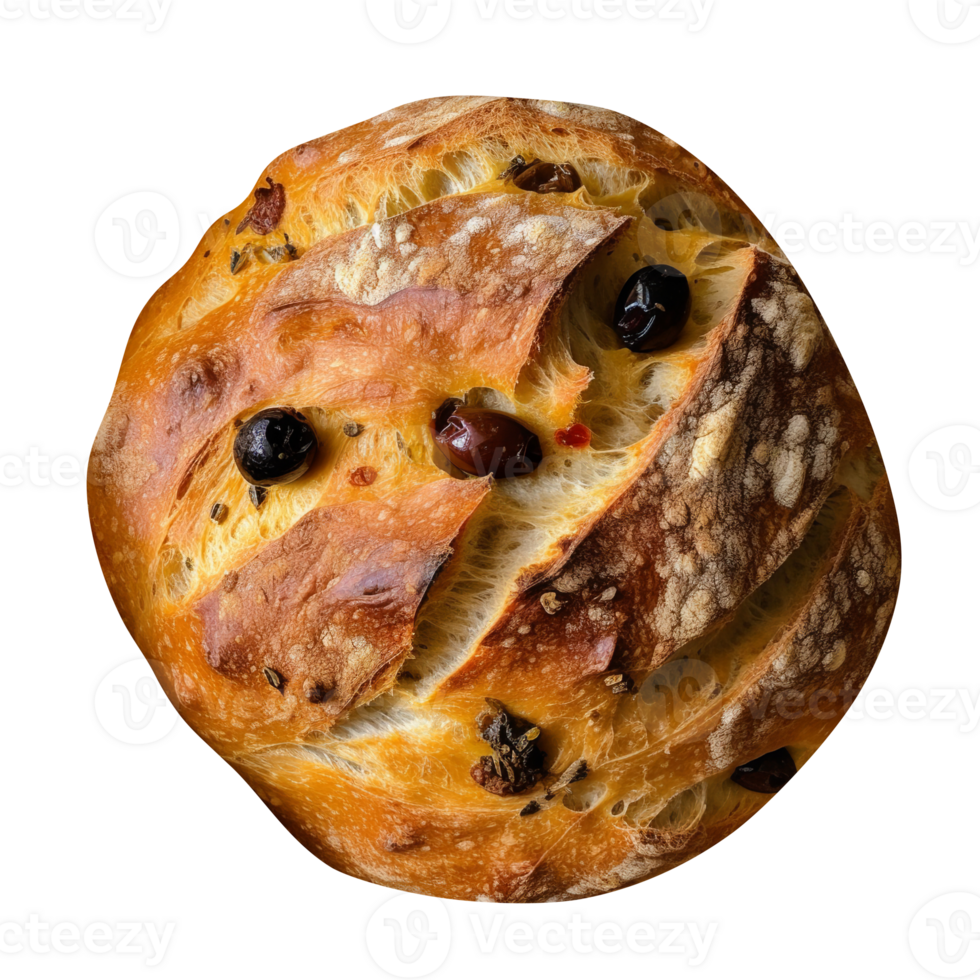 Freshly baked olive bread loaf on transparent background 27145123 PNG
