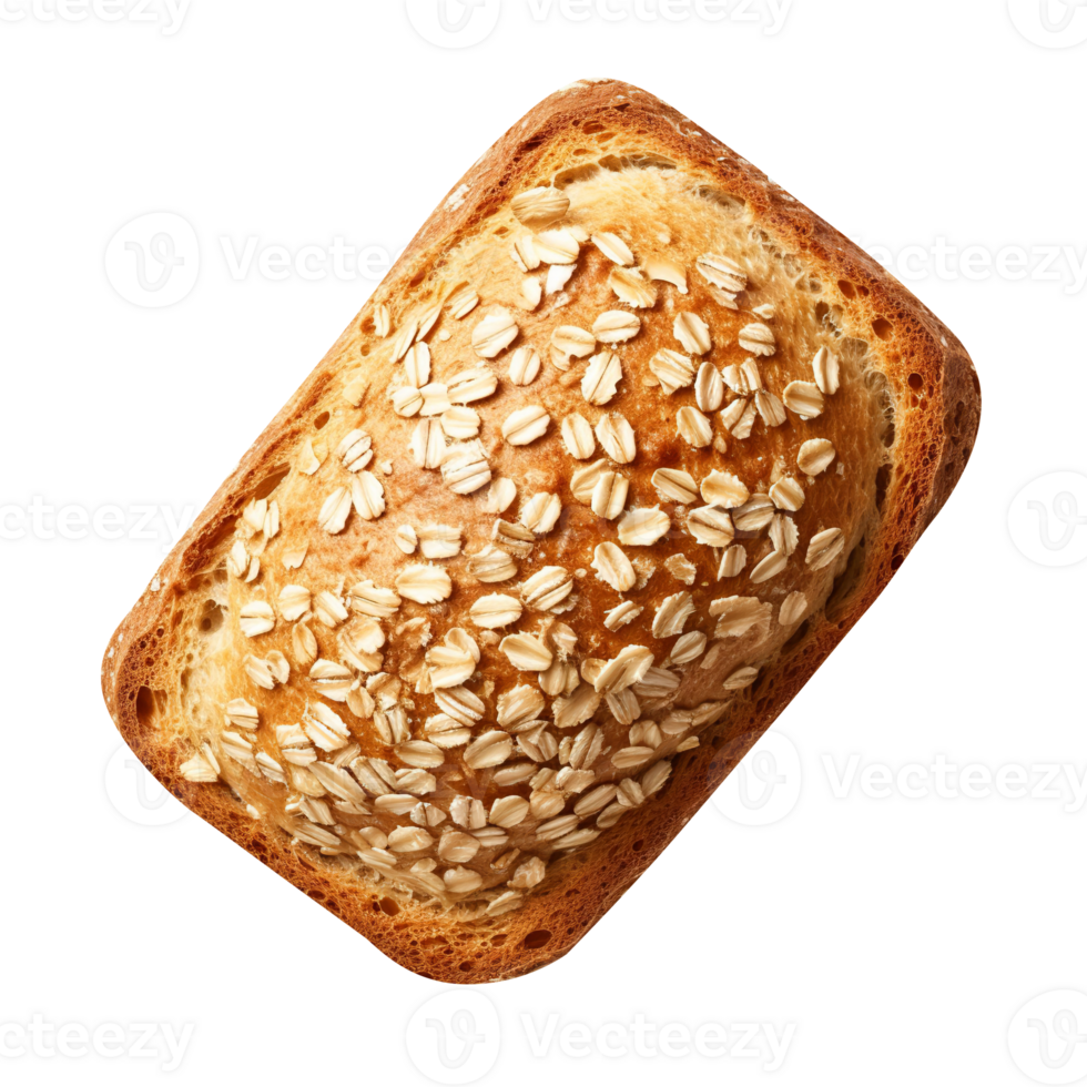 Freshly baked oat meal bread loaf isolated on transparent background png