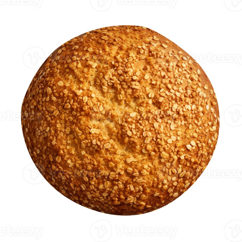 Freshly baked round bread loaf isolated on transparent background png