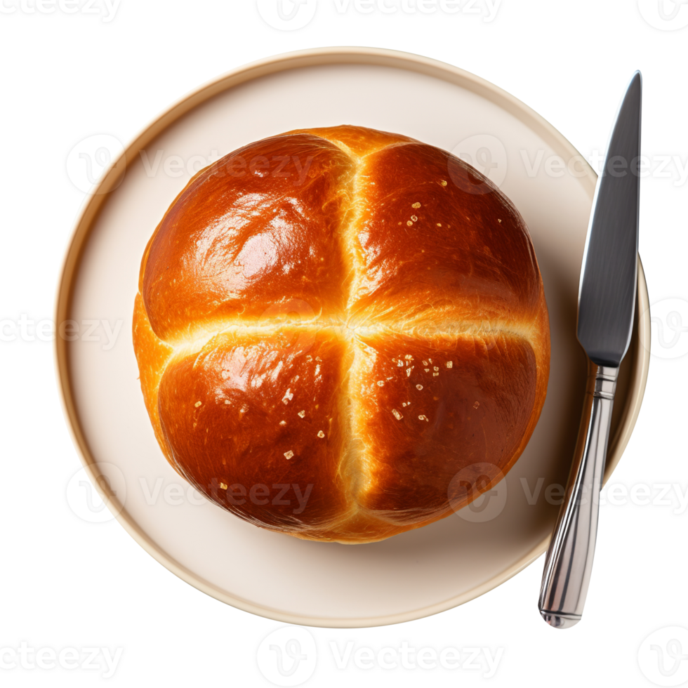 Stylish homemade baked bun isolated on transparent background png