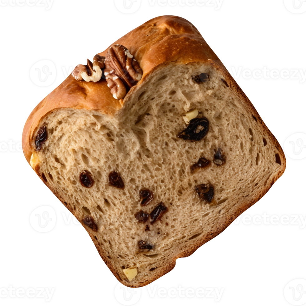 Freshly baked raisin bread loaf isolated on transparent background png