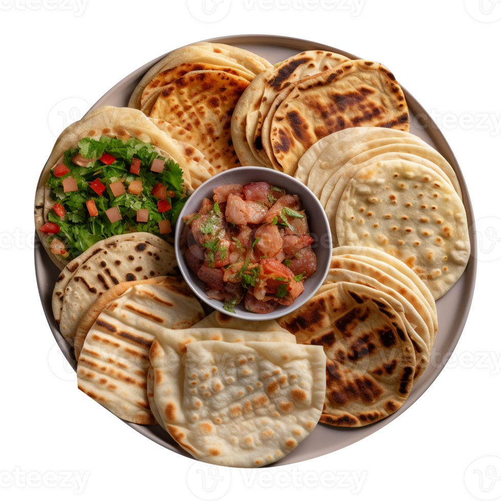 Freshly made flat breads isolated on transparent background png