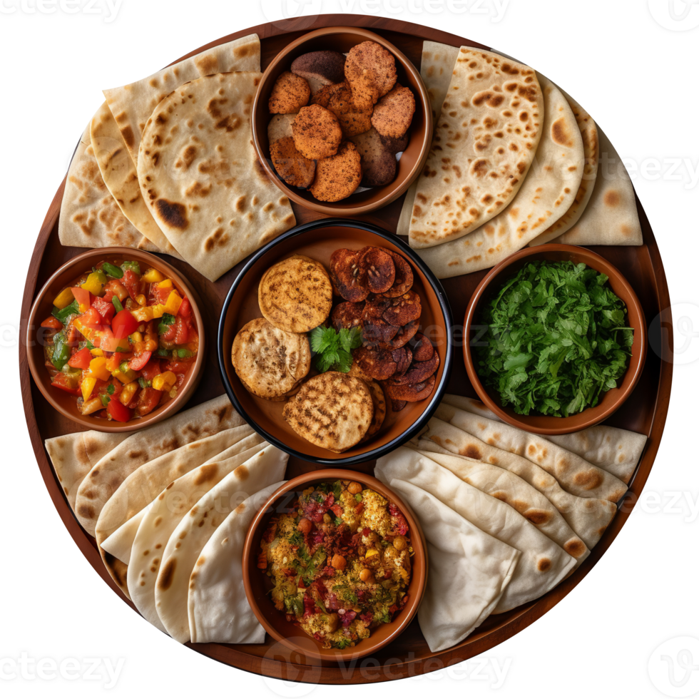 Freshly made flat breads isolated on transparent background png