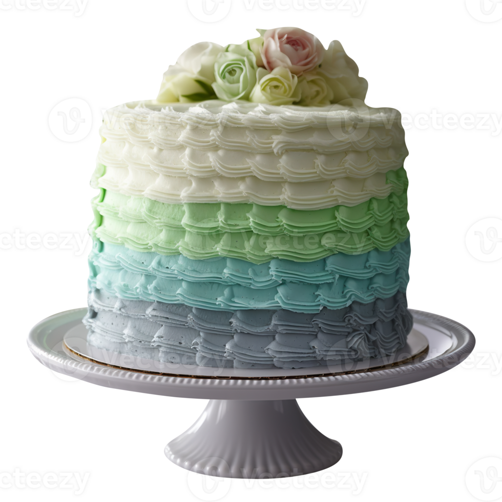 Delicious ombre decorated cake isolated on transparent background png
