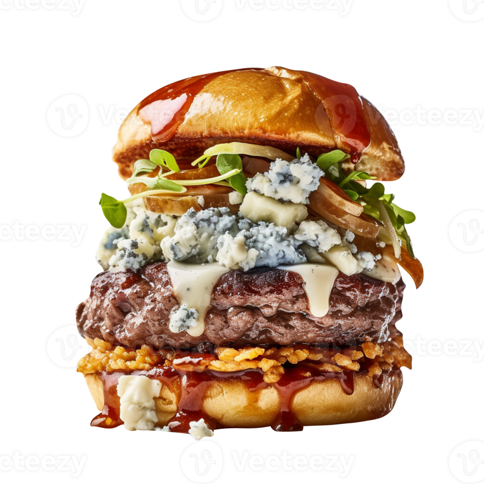 délicieux gorgonzola Burger isolé sur transparent Contexte png