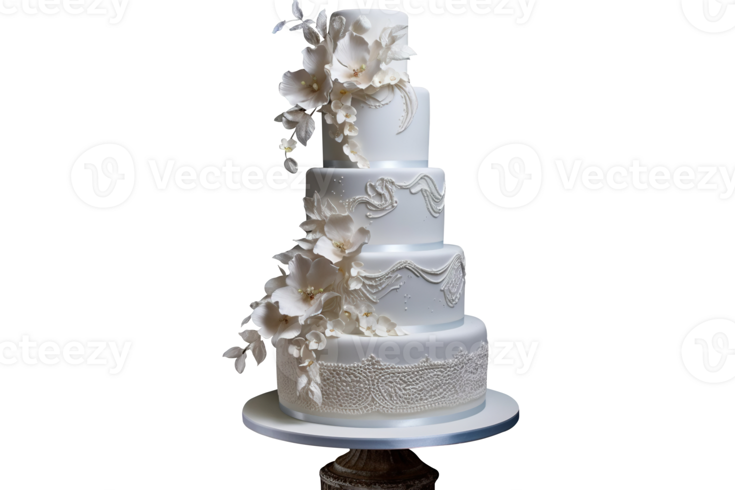 délicieux décoré mariage fondant gâteau sur transparent Contexte png