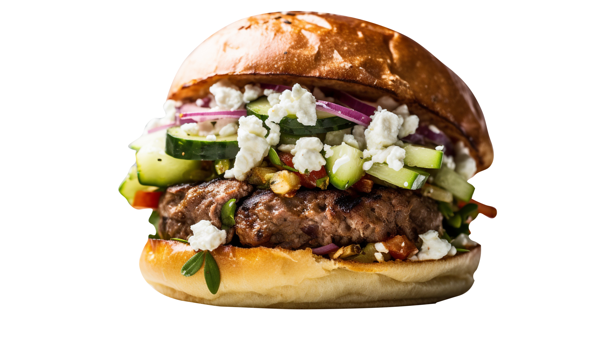 Delicious Greek lamb burger isolated on transparent background 27145435 PNG