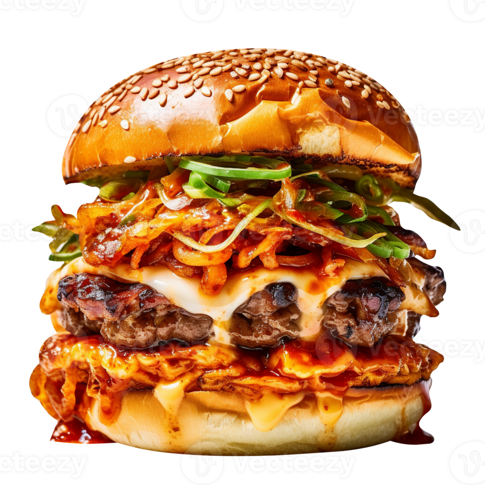 Delicious kimchi burger isolated on transparent background png