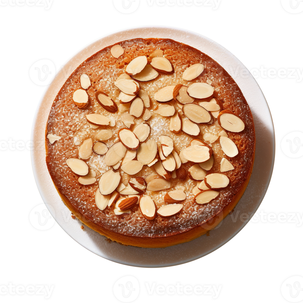 Delicious almonds cake isolated on transparent background png