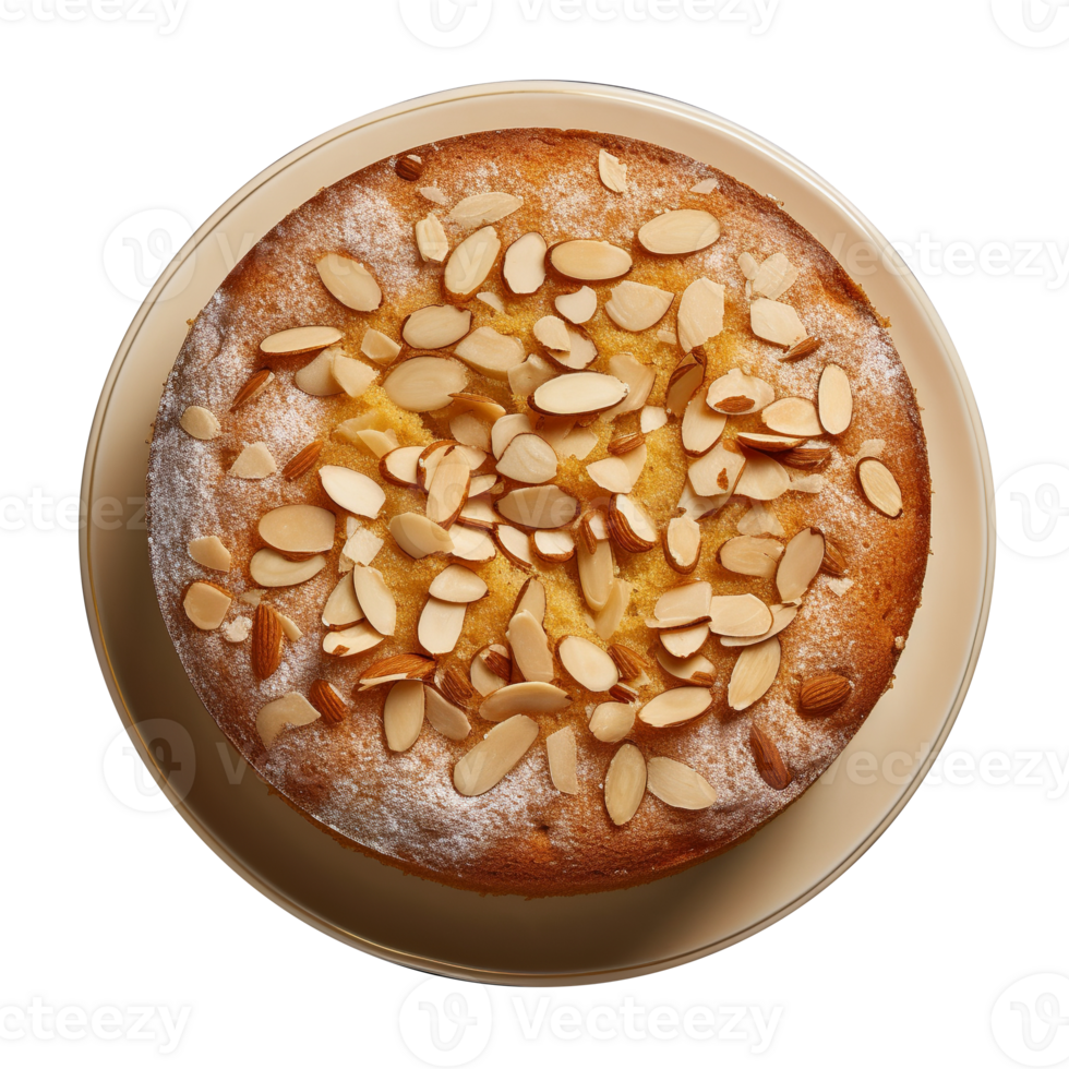 Delicious almonds cake isolated on transparent background png