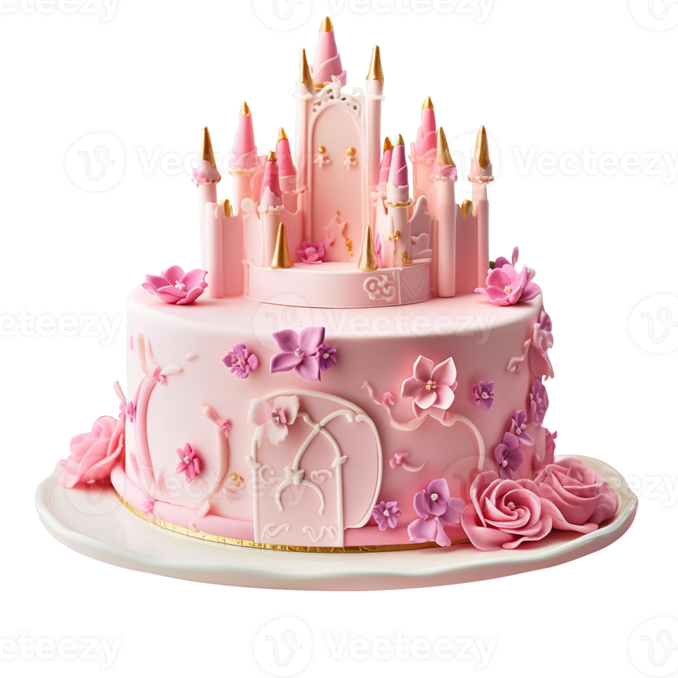 köstlich dekoriert Prinzessin Rosa Geburtstag Fondant Kuchen auf transparent Hintergrund png