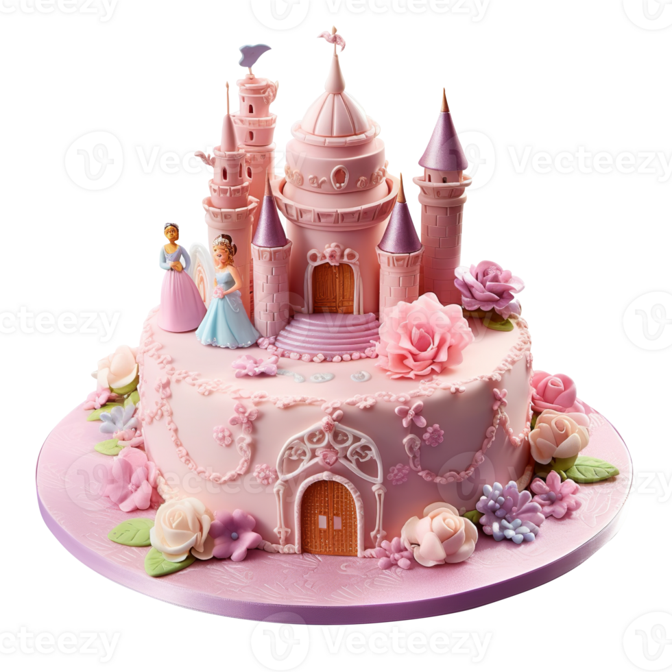 köstlich dekoriert Prinzessin Rosa Geburtstag Fondant Kuchen auf transparent Hintergrund png