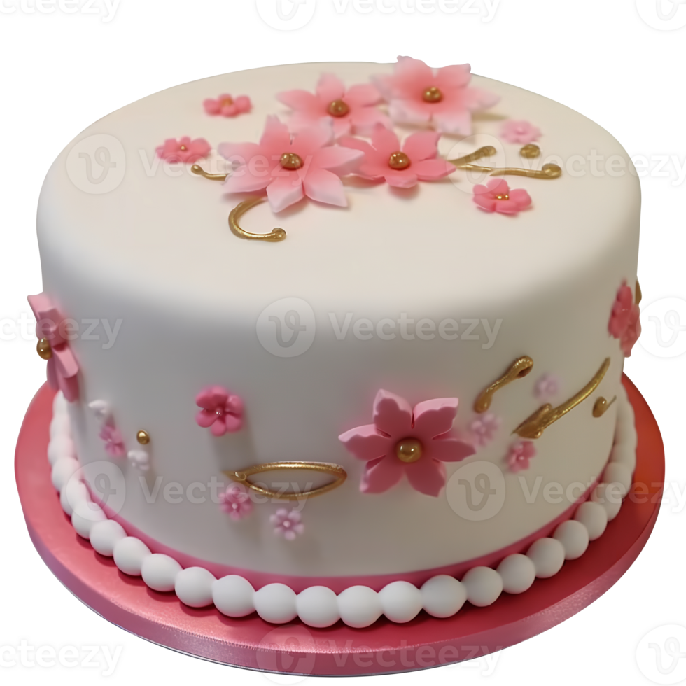 Delicious decorated fondant cake on transparent background png