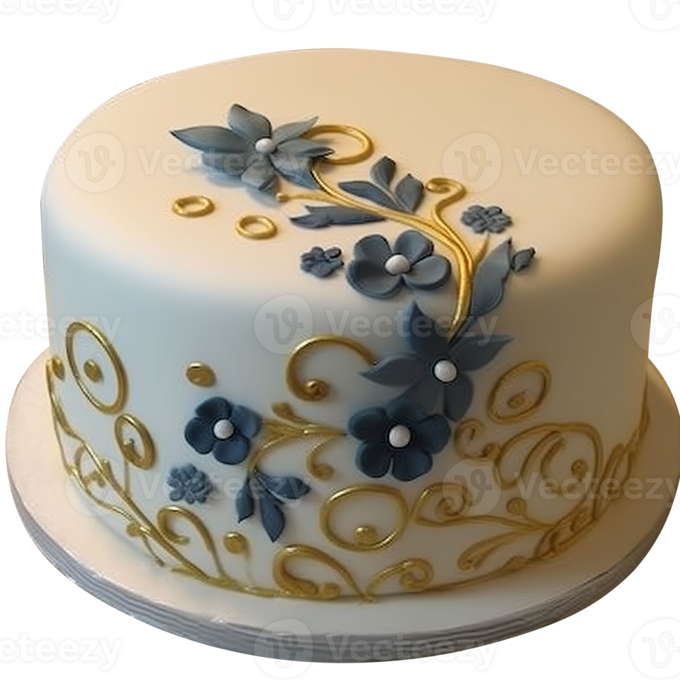 Delicious decorated fondant cake on transparent background png