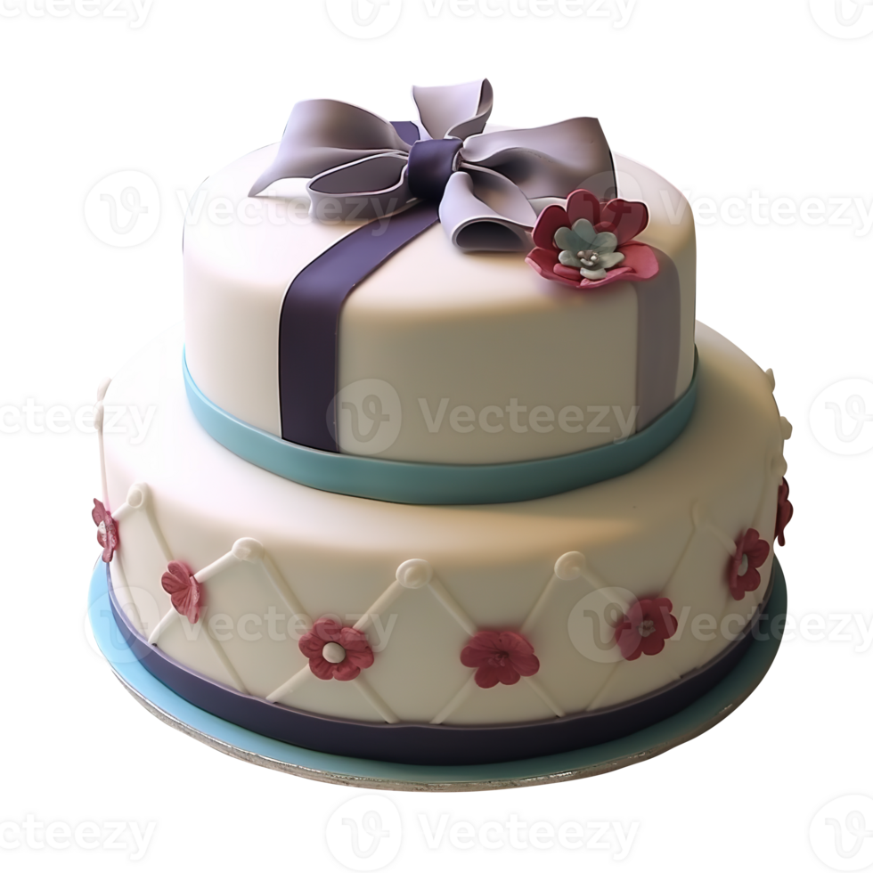 Delicious decorated fondant cake on transparent background png