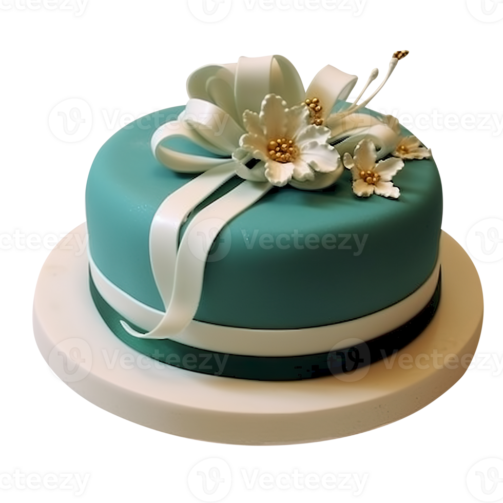 Delicious decorated fondant cake on transparent background png
