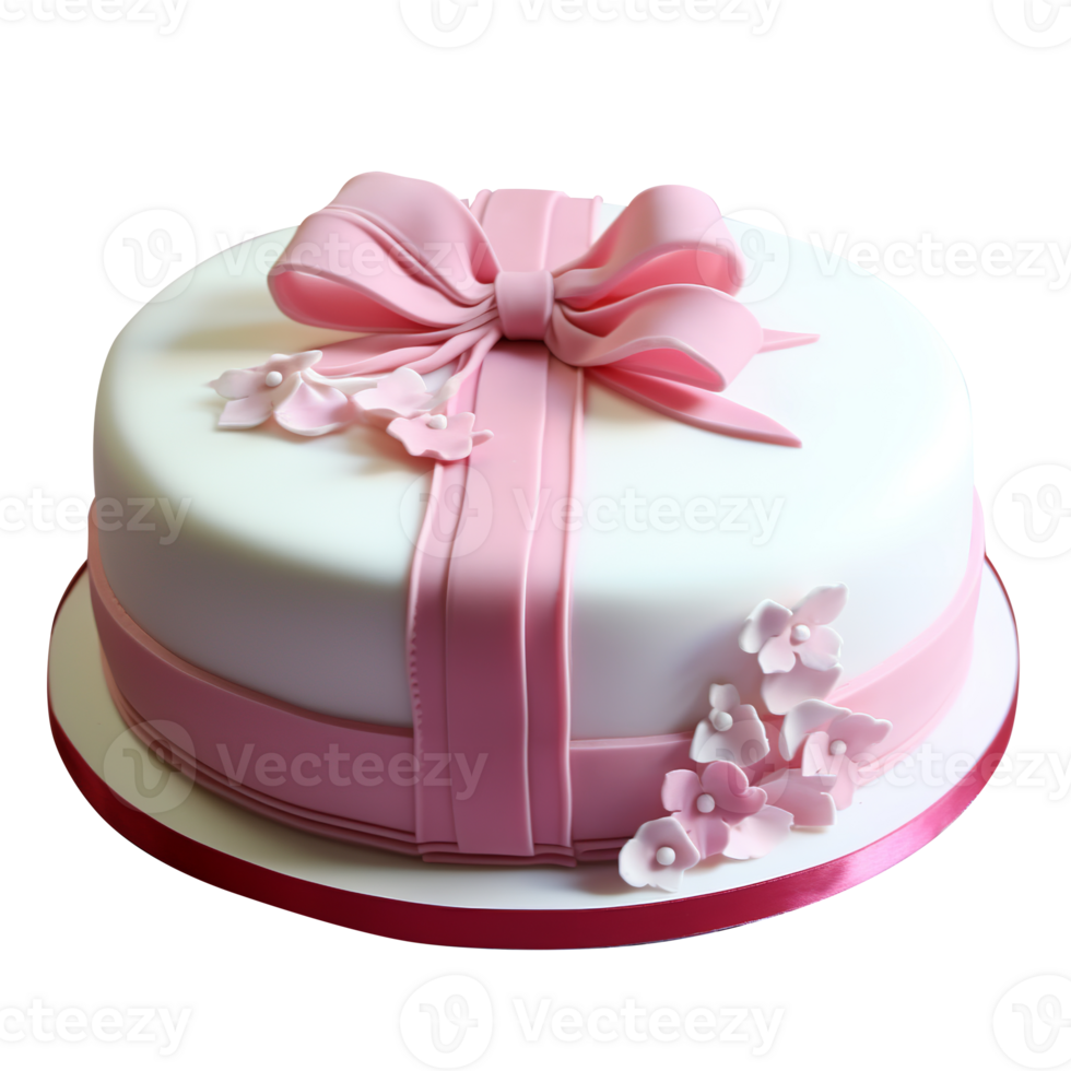 Delicious decorated fondant cake on transparent background png