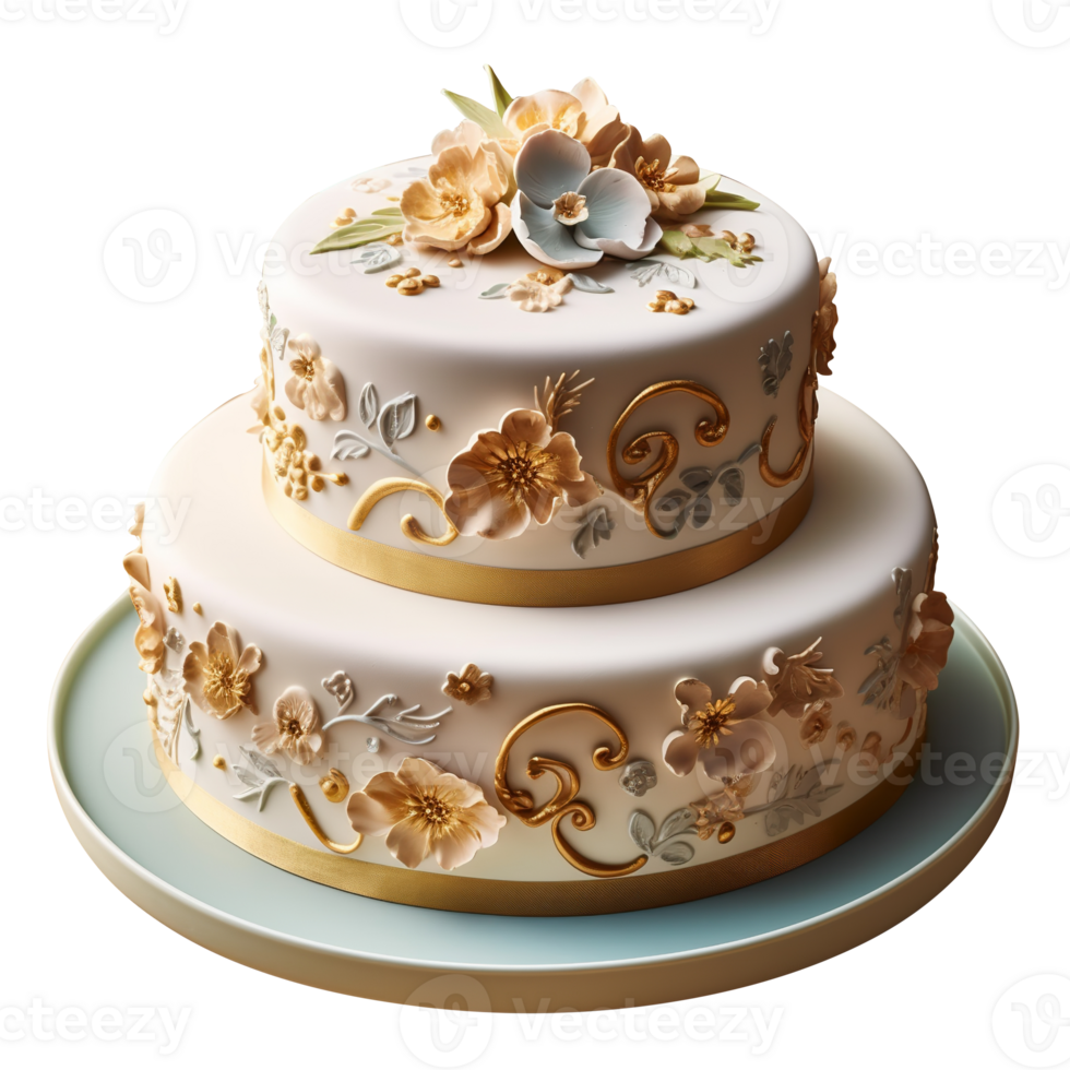 Delicious decorated fondant cake on transparent background png
